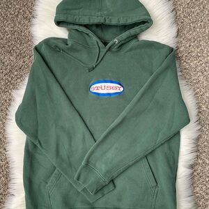 Stussy Mens Hoodie Sweatshirt Embroidered Logo Cotton Blend